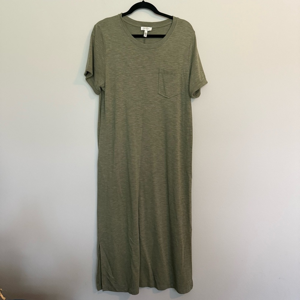 Jessica Simpson Green Maxi Dress Short Sleeve Crew Neck
